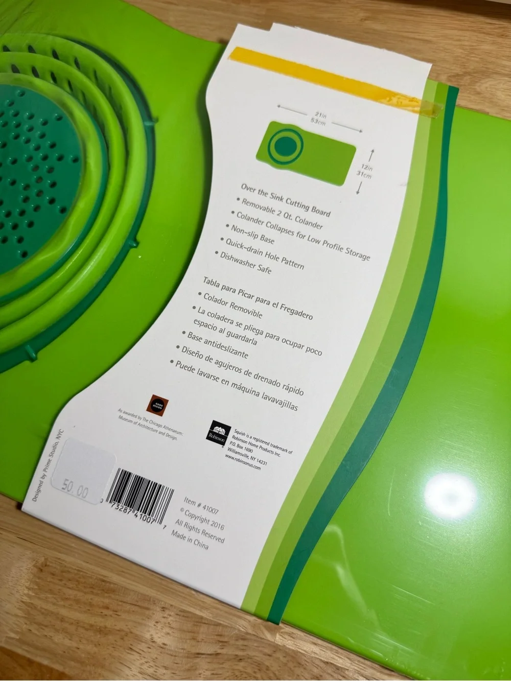 NWT Squish Over Sink Cutting Board Colander Collapsible Kitchen